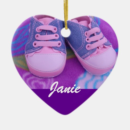 Baby Child's Name Ornament gifts Pink Shoes | Zazzle