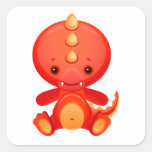 Baby Chinese Dragon Square Stickers