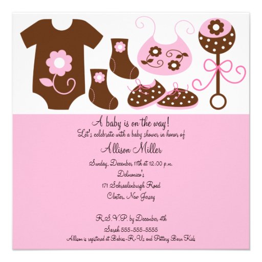 Baby Clothes Girl Baby Shower Invitation