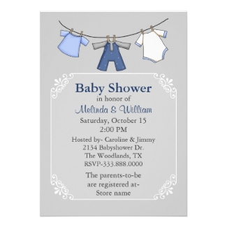 Baby Clothes Line Baby Shower Invitation