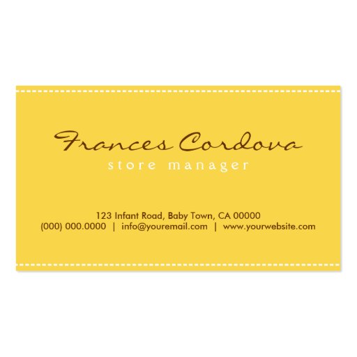 Baby Clothes Line Store Boutique Business Card (back side)