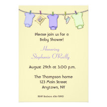 Baby Clothes Yellow Shower Invitation