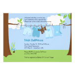 Baby Clothesline Blue BOY 5x7 Baby Shower Custom Invitation