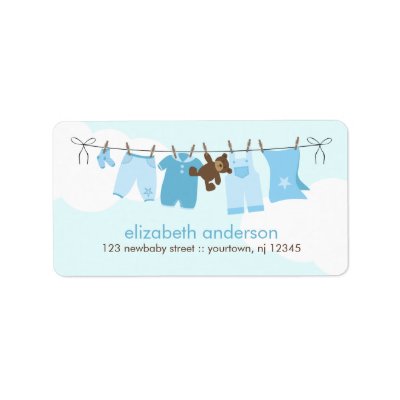 Baby Clothesline {blue} Personalized Address Labels