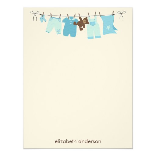 Baby Clothesline Flat Thank You Notes {blue} Personalized Announcements