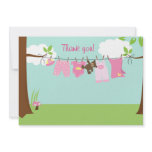 Baby Clothesline (Girl) Flat Thank You notes Custom Invite