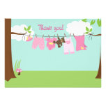 Baby Clothesline (Girl) Flat Thank You notes Custom Invite