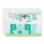 Baby Clothesline {green} Neutral Baby Shower Invitation