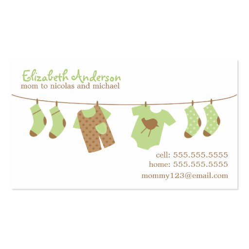 Baby Clothesline Mommy Calling Cards Business Card Template