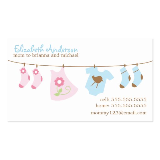 Baby Clothesline Mommy Calling Cards Business Card Templates