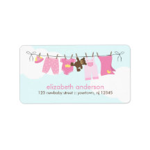Baby Clothesline {pink} Address Label