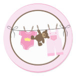 Baby Clothesline (Pink) Envelope Seals Stickers