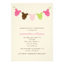 Baby Clothesline Shower Invitations