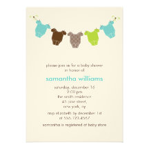 Baby Clothesline Shower Invitations