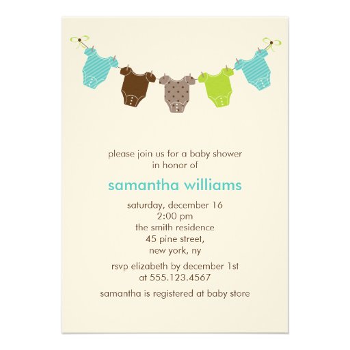 Baby Clothesline Shower Invitations
