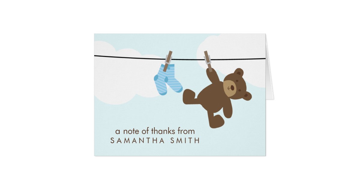 Baby Clothesline Thank You Notes {blue} Zazzle