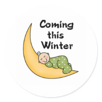 Baby Coming This Winter Round Stickers