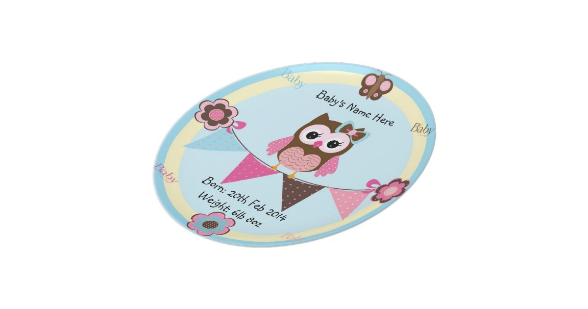 Baby Commemorative Plate With Owl Zazzle