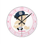 Baby Cop Pink Girl Nursery Wall Clock