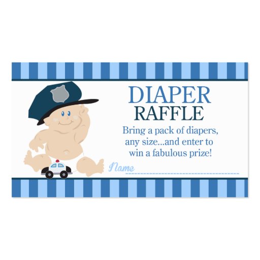 Baby Cop Police Officer Baby Shower Diaper Raffle Business Card