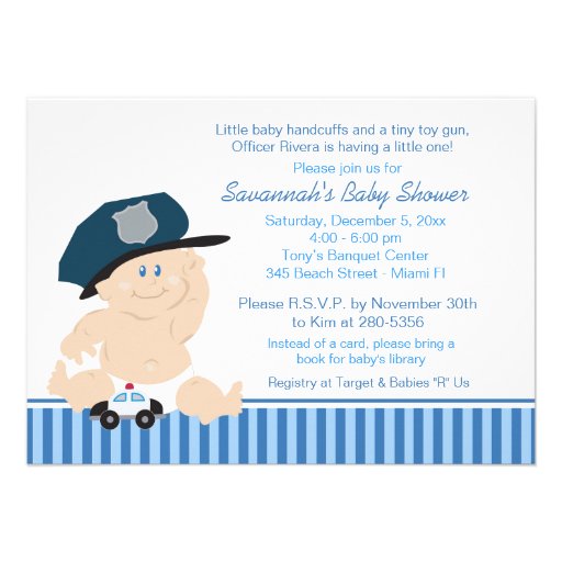 Baby Cop Police Officer Baby Shower Invitation