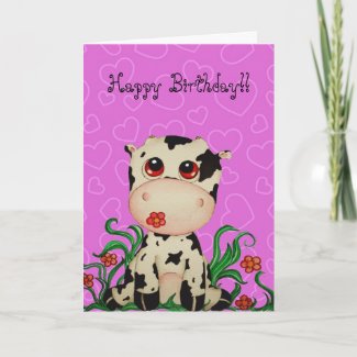 Baby Cow Customizable Birthday Greeting Card
