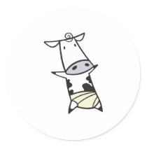 Baby Cow in Diaper Round Sticker