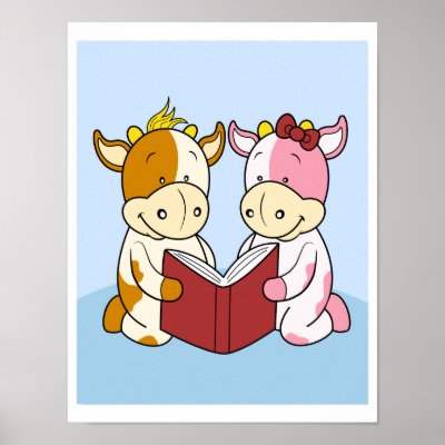 Baby Shops Reading on Baby Cows Reading Together Poster From Zazzle Com