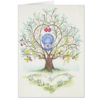 Baby Cradle in A Tree of Hearts and Love card