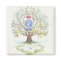 Baby Cradle in A Tree of Hearts and Love Fridge Magnets