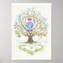 Baby Cradle in A Tree of Hearts and Love Poster