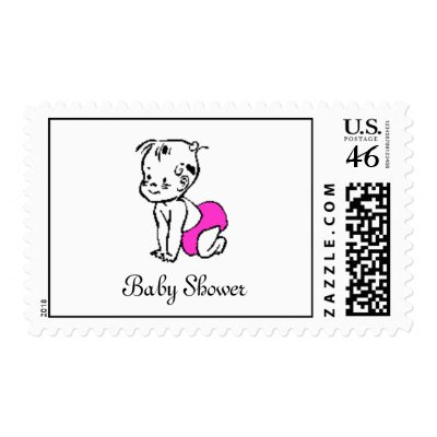 Baby Shower Invitation Clip  on Baby Crawling Clip Art  Baby Shower Postage By Anniebodyinnc