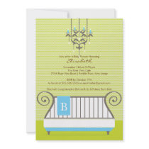 Baby Crib Baby Shower Invitation Chic Boy Blue