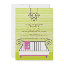Baby Crib Baby Shower Invitation Chic Girl Pink