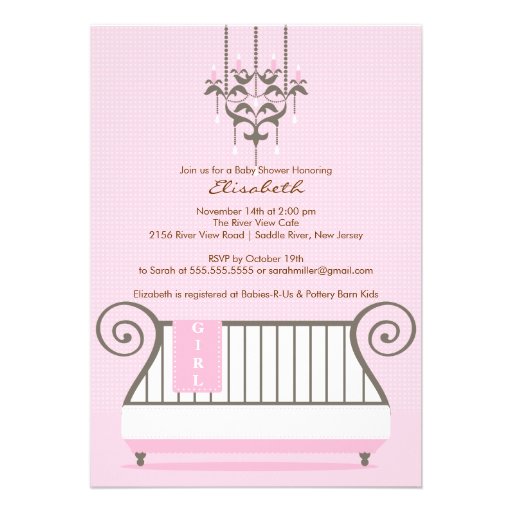Baby Crib Baby Shower Invitation Chic Girl Pink