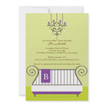 Baby Crib Baby Shower Invitation Chic Girl Purple