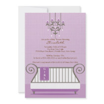 Baby Crib Baby Shower Invitation Chic Girl Purple