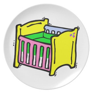 baby crib colorful graphic plate