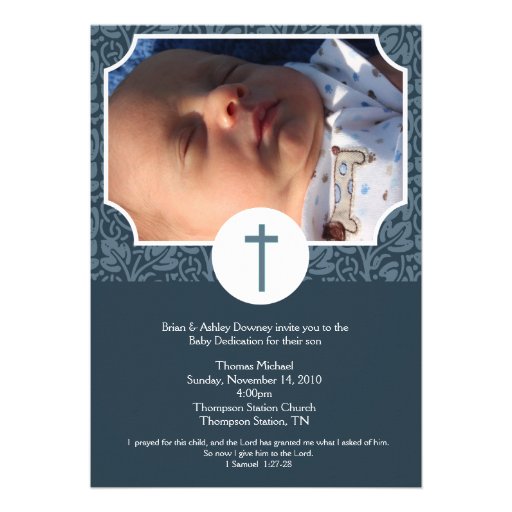 Baby Dedication BOY Baptism Photo Invitation 5x7 (front side)