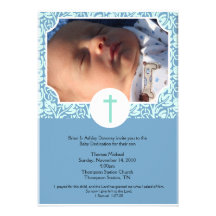 Baby Dedication BOY Baptism Photo Invitation 5x7