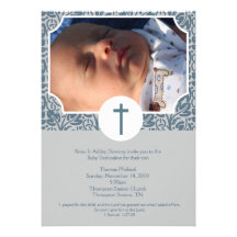 Baby Dedication BOY Baptism Photo Invitation 5x7