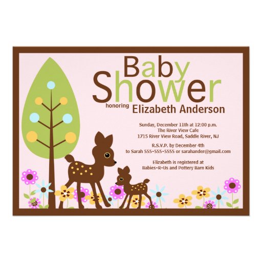 Baby Deer Girl Baby Shower Invitation