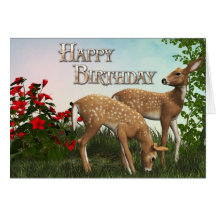 Baby Deer Happy Birthday Card