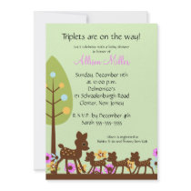 Baby Deer TRIPLETS Baby Shower Invitation