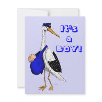 Baby Delivery Stork Birth Announcement Card invitations by EdwardWCole Baby Delivery Stork Birth Announcement Card invitations