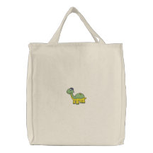Baby Dino Wearing Hat Embroidered Tote bag