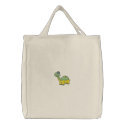 Baby Dino Wearing Hat Embroidered Tote bag embroidered bags
