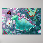Baby Dinosaur Triangle Background Print