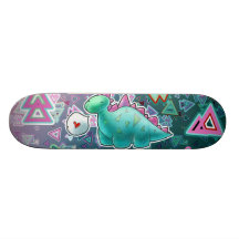 Baby Dinosaur Triangle Background Skate Board Deck