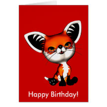 Baby Dog Fox Happy Birthday Card